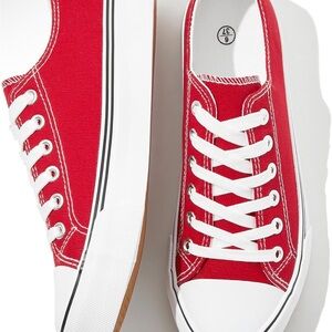 FACORA women’s red lace up low top sneaker